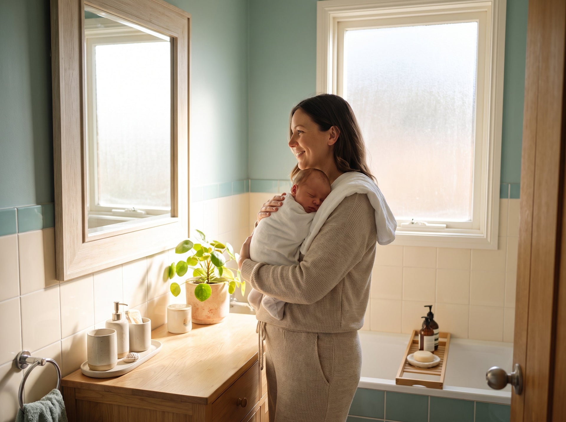Embracing postpartum body updates with patience and self-compassion during fourth trimester wellness.