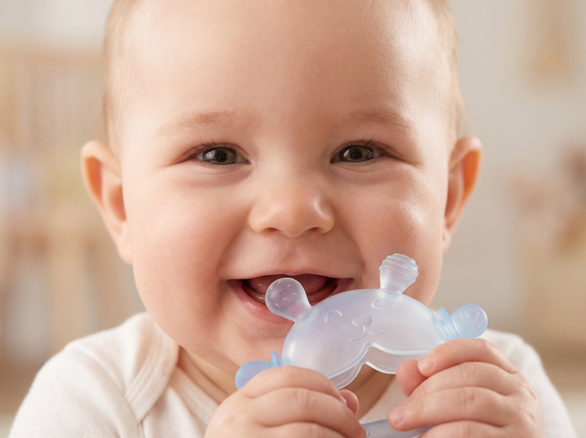 Clear and healthy infant skin barrier free from a baby drool rash or teething rash using well-ventilated baby gear.