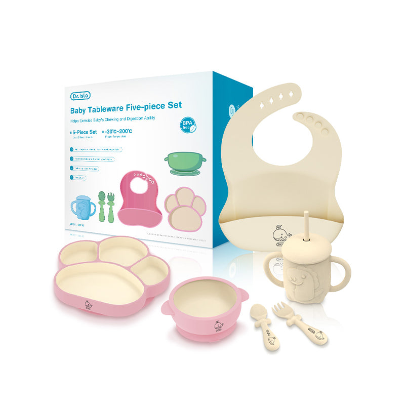 Set Pinggan Mangkuk Bayi Silikon 5 keping